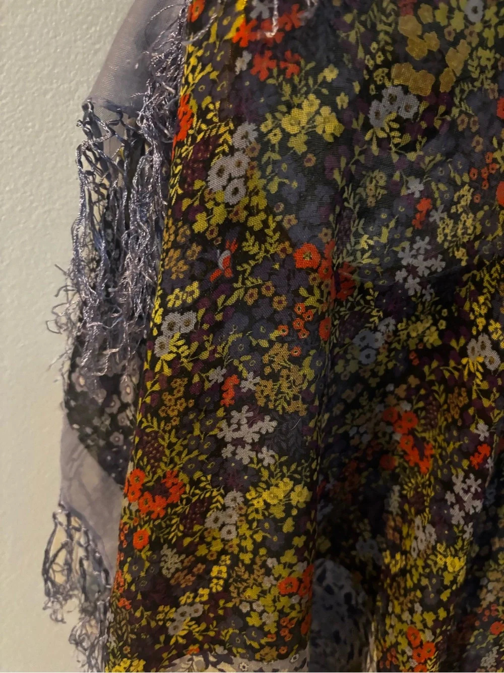Large floral tassels square scarf